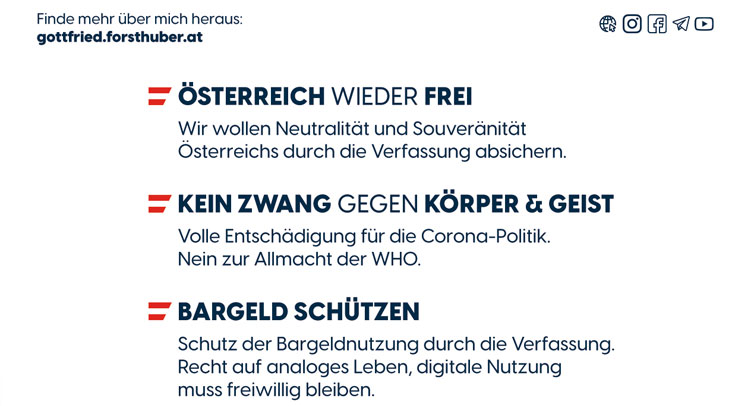 Erfahren Sie, für welche Themen ich mich einsetze (Gottfried Forsthuber).